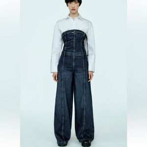 Zara Dark Blue Straight Leg Jumpsuit